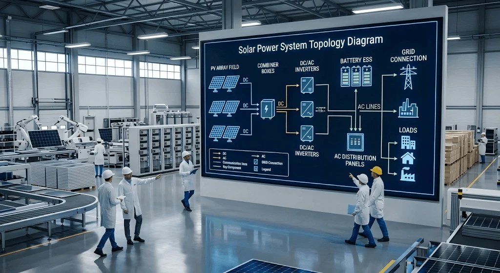 Technical wiring diagram for commercial on-grid solar systems using Hemao high-efficiency conversion inverters Technical wiring diagram for commercial on-grid solar systems using Hemao high-efficiency conversion inverters